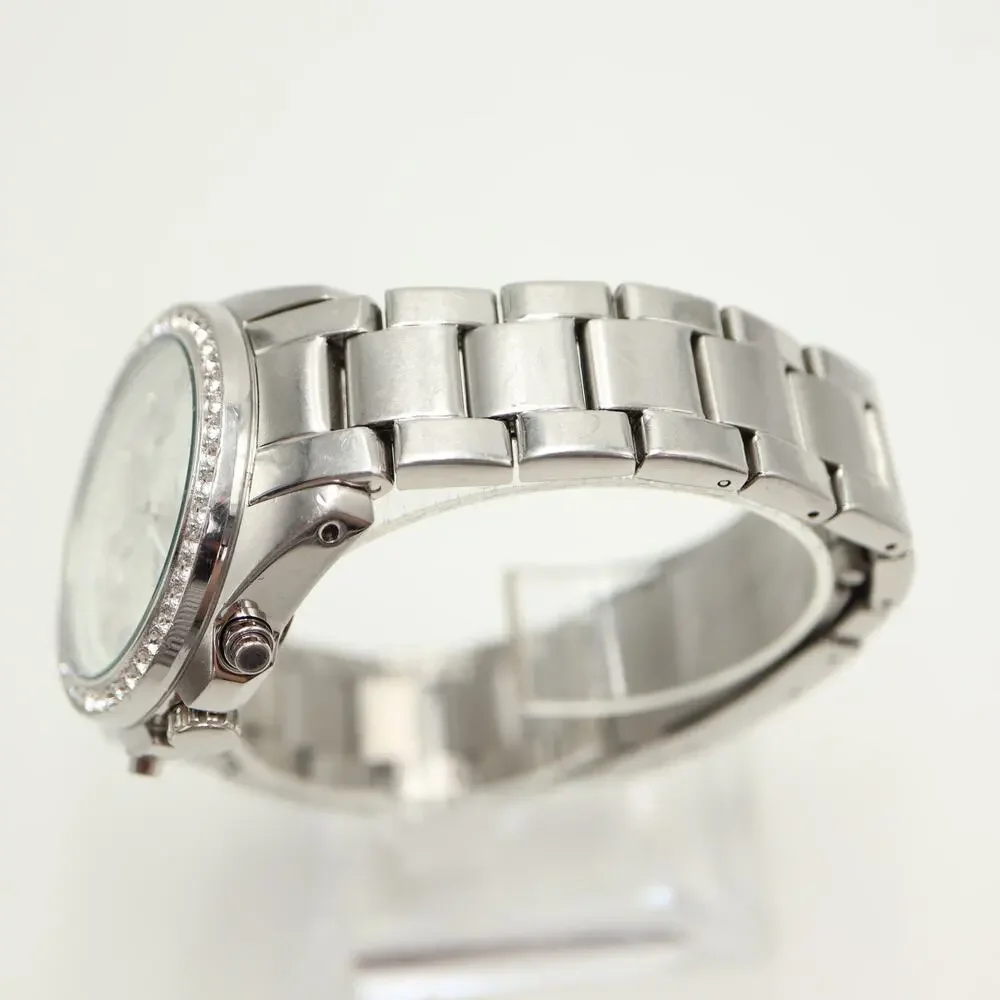 Fossil Decker Silver Tone 37mm Chronograph Watch Jewel Steel ES2681 New Battery